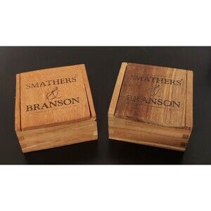 Smathers & Branson Well-made Dovetailed Wood Boxes - Lined with Blue Set Of Two